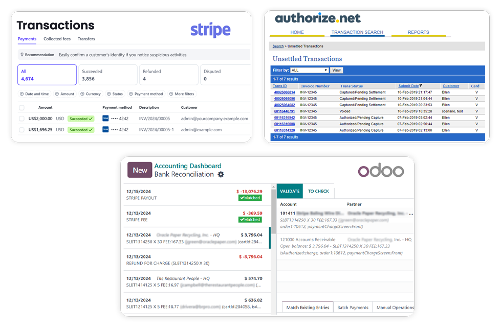 Odoo Reconciliation with Stripe/Authorize.net
